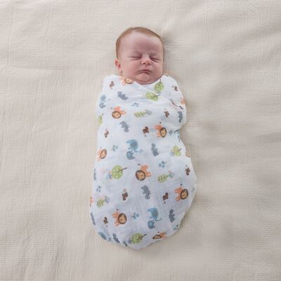 Swaddles Set (2 Pcs) (Animals Print) (Light Grey)